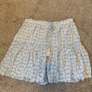 light blue daisy print skirt